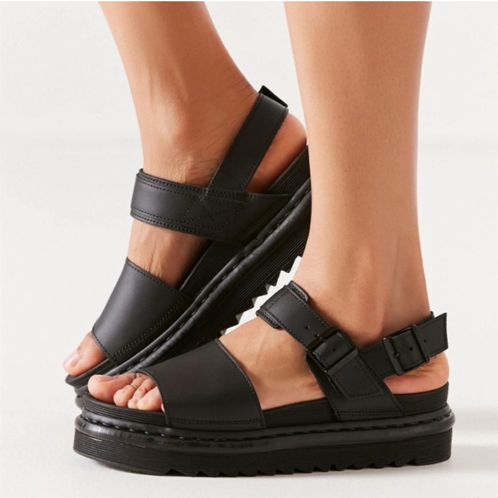 Dr Martens Voss Sandals Womens Black Leather Strap Size 6 - Picture 2 of 12